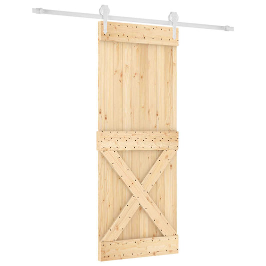Sliding Door Natural and White 90 x 210 cm Solid Pine Wood