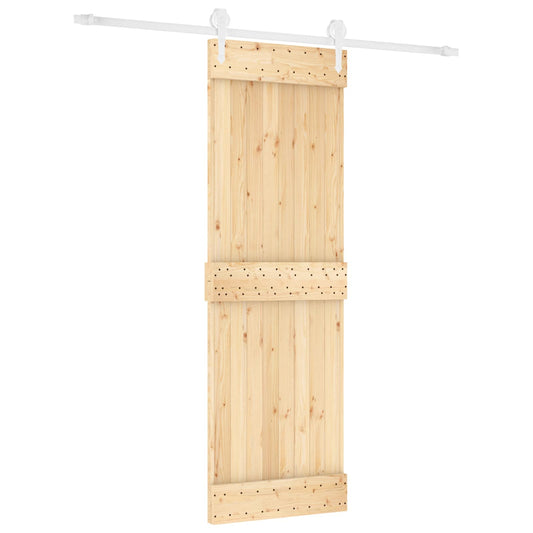 Sliding Door Natural and White 70 x 210 cm Solid Pine Wood