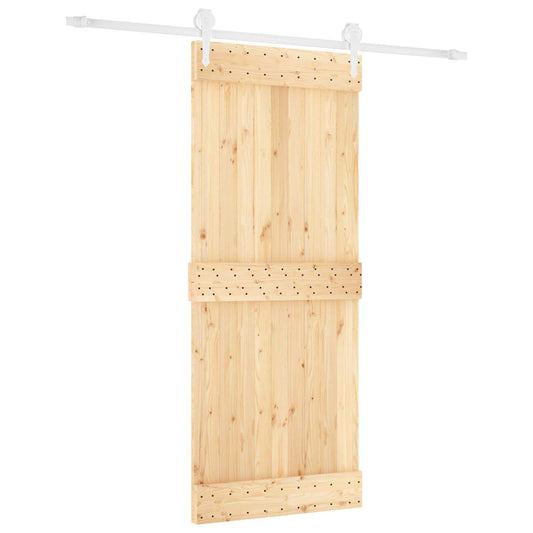 Sliding Door Natural and White 85 x 210 cm Solid Pine Wood