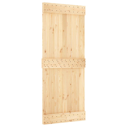 Sliding Door Natural and White 85 x 210 cm Solid Pine Wood