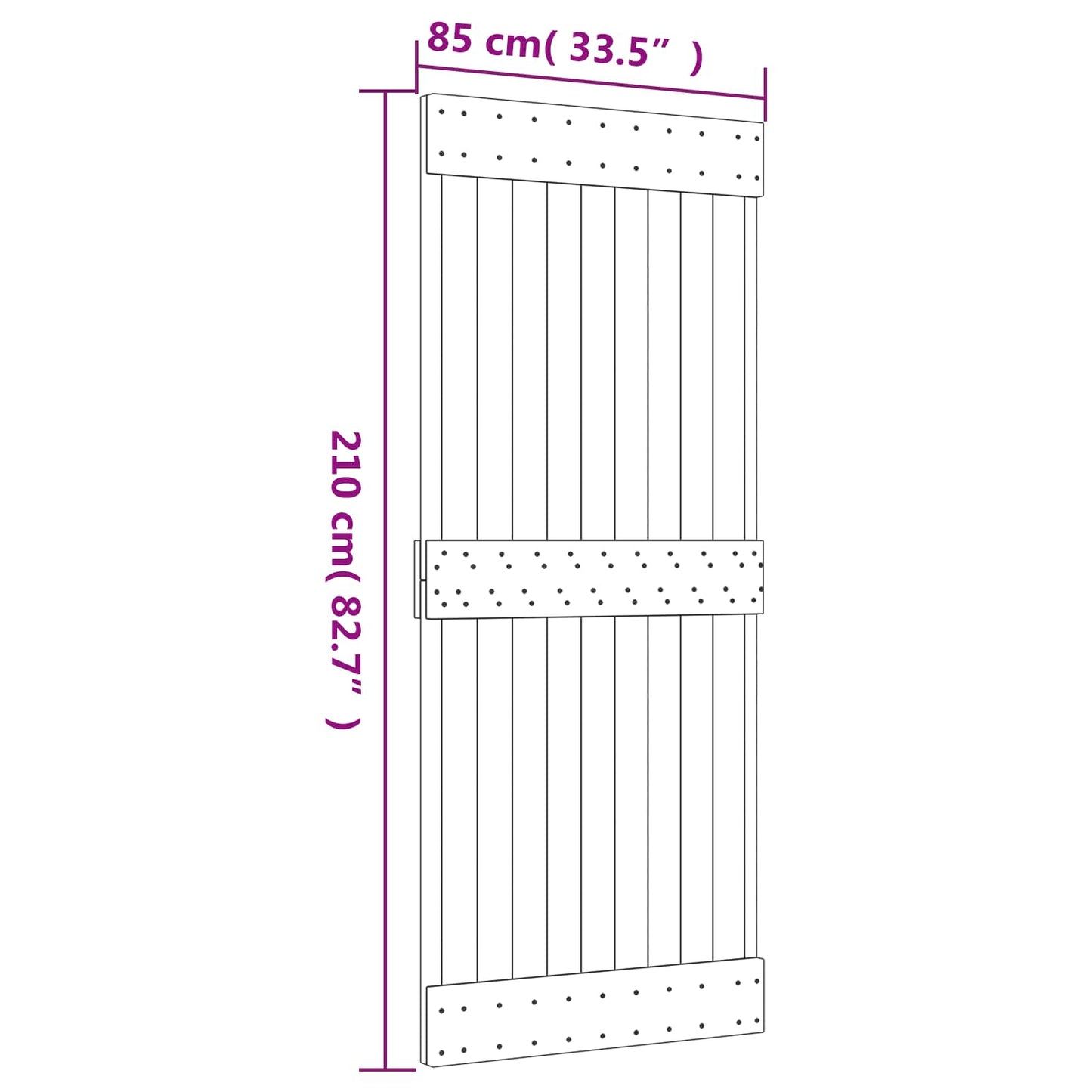 Sliding Door Natural and White 85 x 210 cm Solid Pine Wood