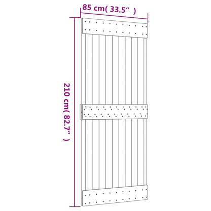 Sliding Door Natural and White 85 x 210 cm Solid Pine Wood