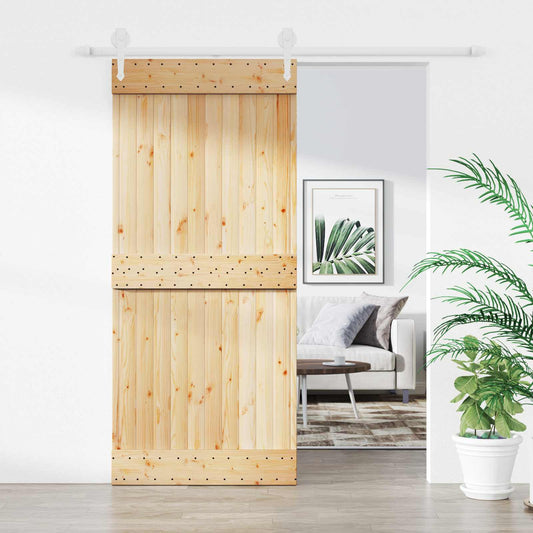 Sliding Door 90 x 210 cm Solid Pine Wood (Untreated)
