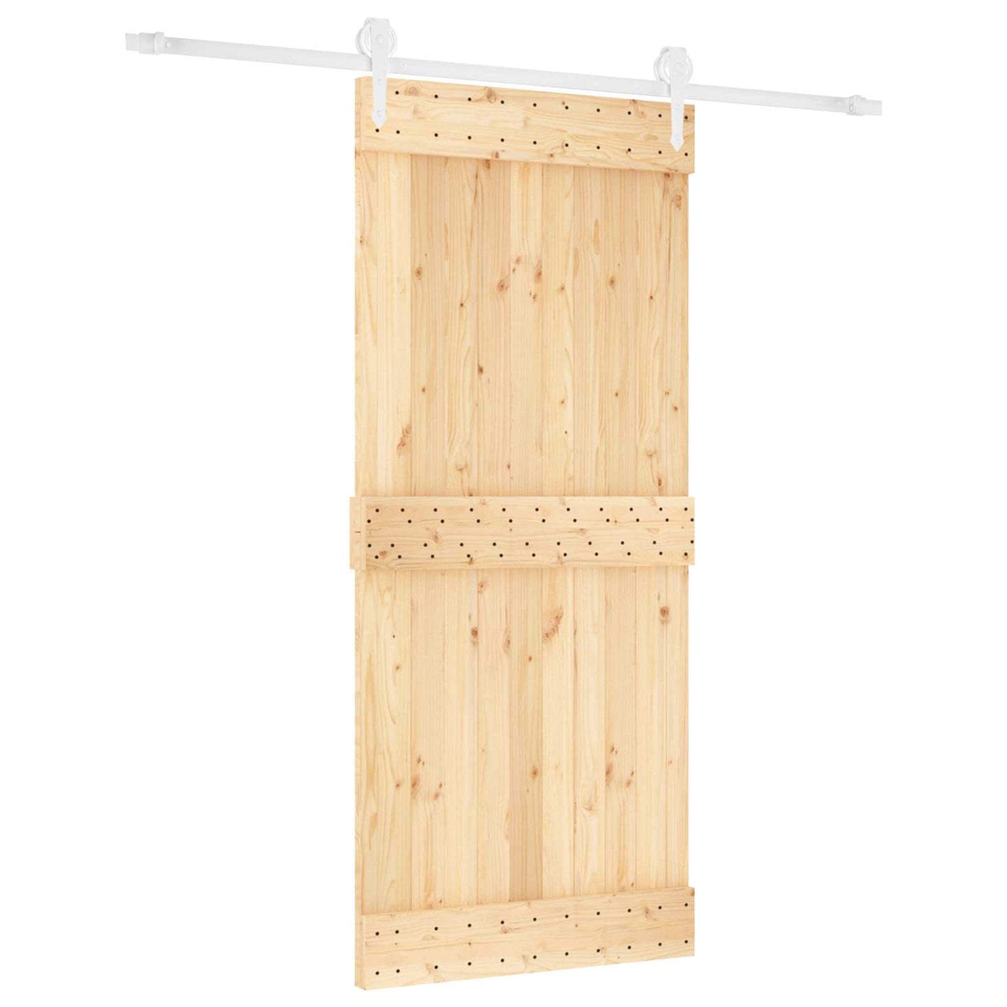 Sliding Door 90 x 210 cm Solid Pine Wood (Untreated)