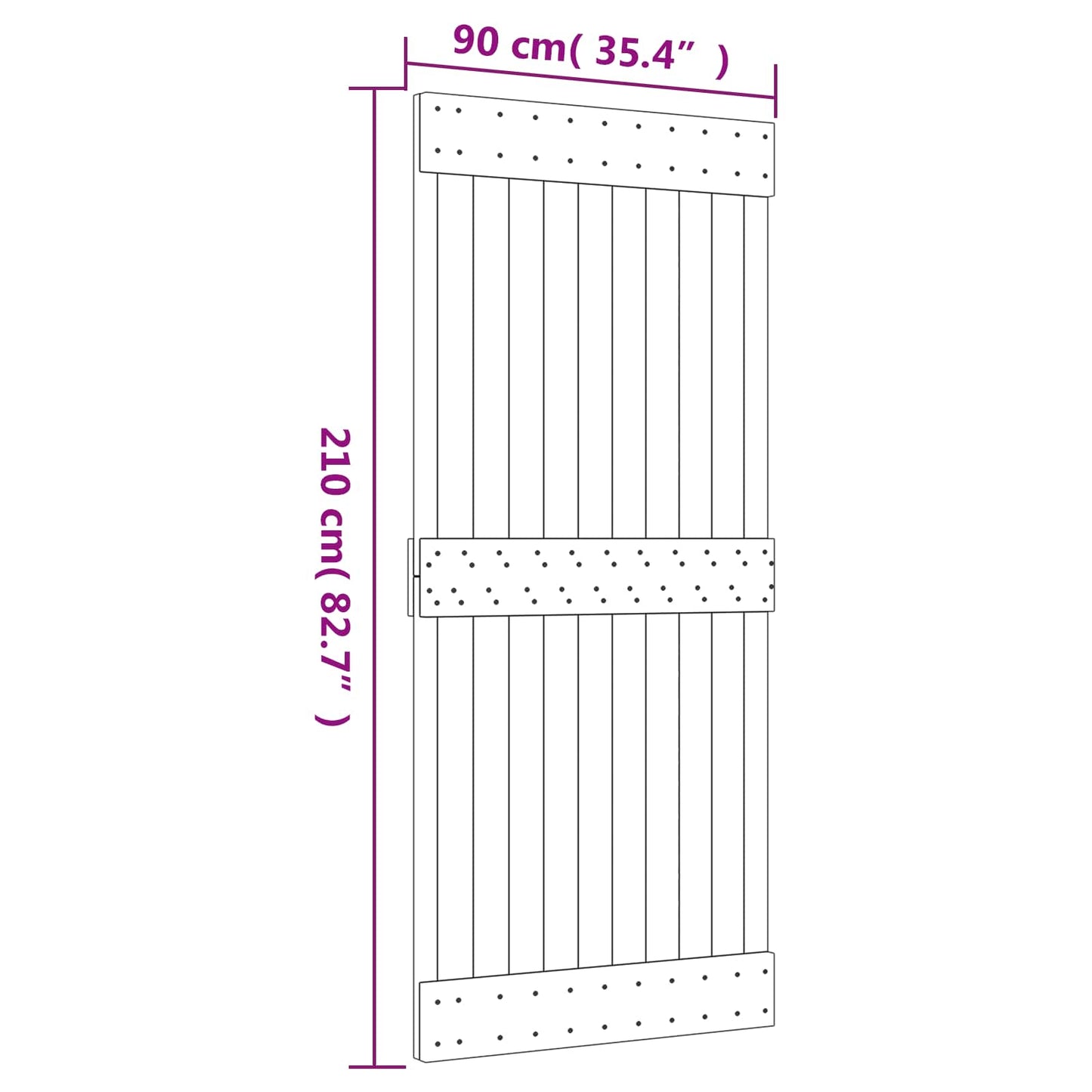 Sliding Door 90 x 210 cm Solid Pine Wood (Untreated)