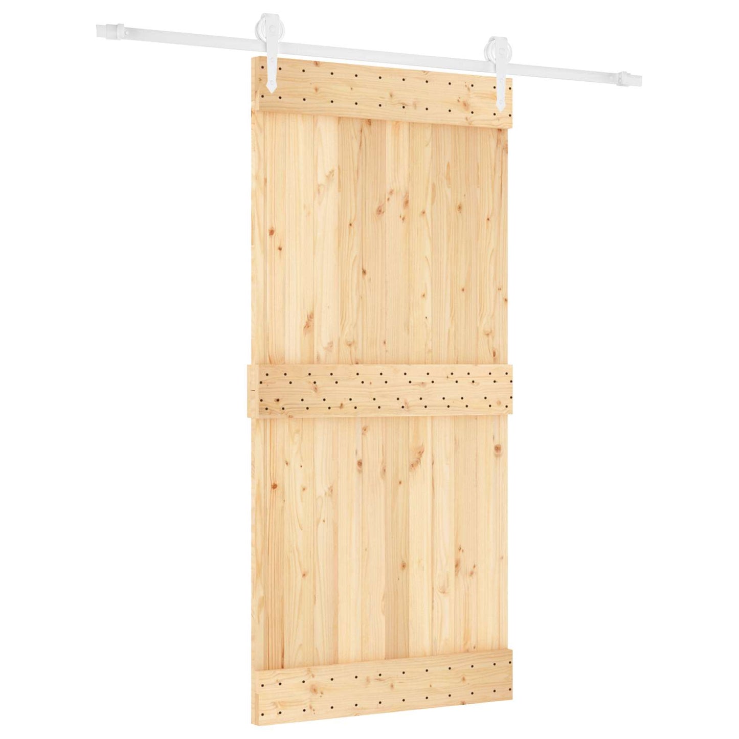 Sliding Door Natural and White 95 x 210 cm Solid Pine Wood