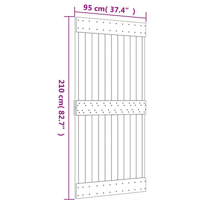 Sliding Door Natural and White 95 x 210 cm Solid Pine Wood