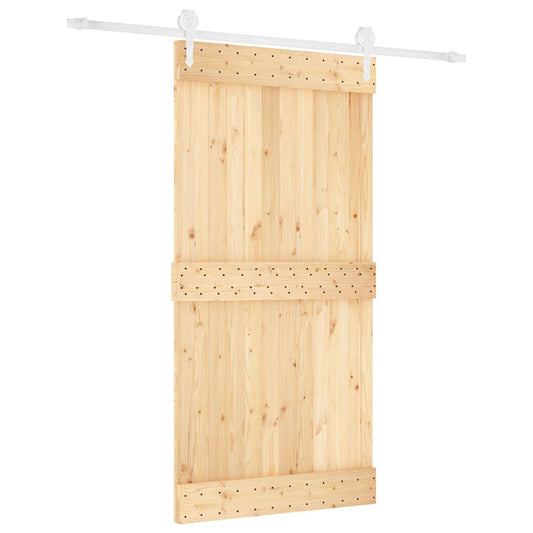 Sliding Door Natural and White 100 x 210 cm Solid Pine Wood