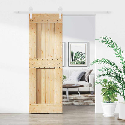 Sliding Door 70 x 210 cm Solid Pine Wood (Untreated)
