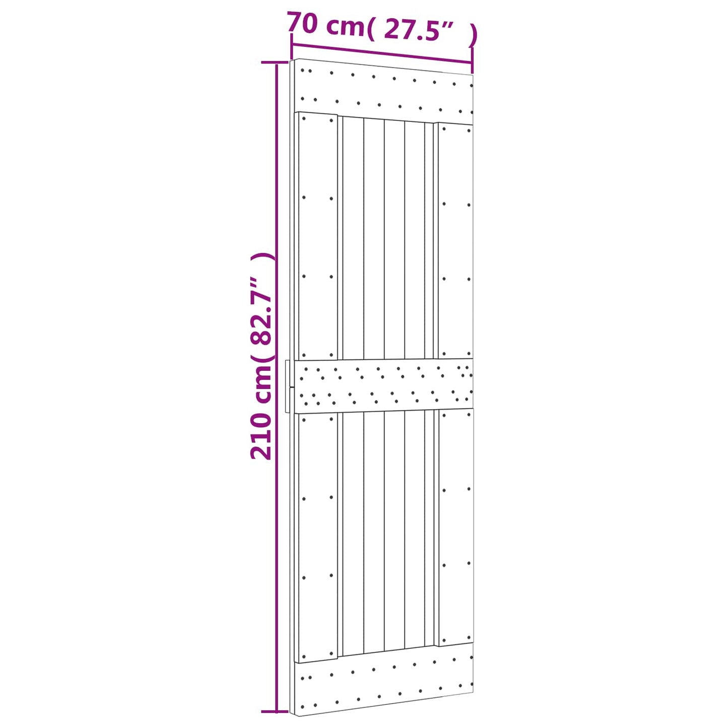 Sliding Door 70 x 210 cm Solid Pine Wood (Untreated)