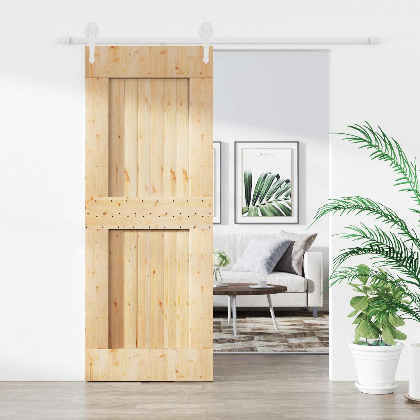 Sliding Door 80 x 210 cm Solid Pine Wood (Untreated)