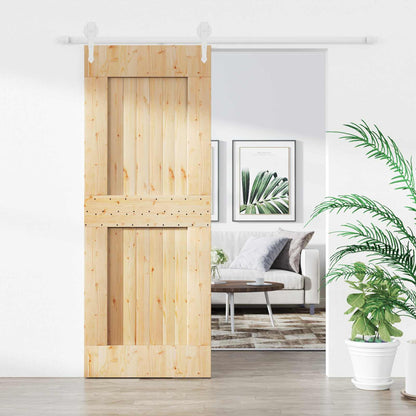Sliding Door 80 x 210 cm Solid Pine Wood (Untreated)