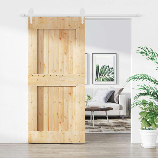 Sliding Door 95 x 210 cm Solid Pine Wood (Untreated)
