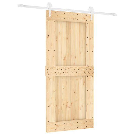 Sliding Door 95 x 210 cm Solid Pine Wood (Untreated)