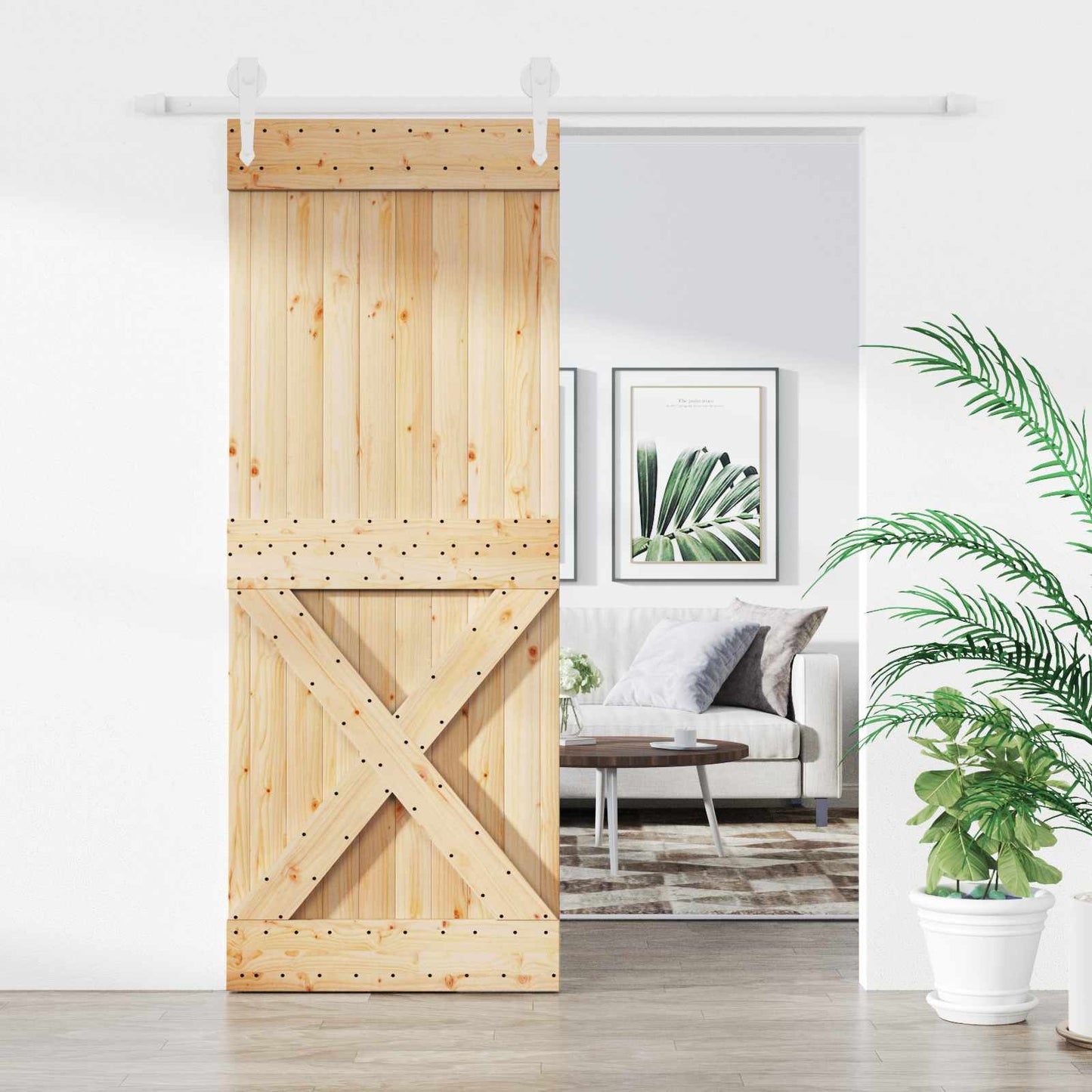 Sliding Door 80 x 210 cm Solid Pine Wood (Untreated)
