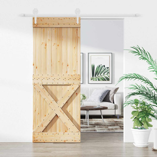 Sliding Door 80 x 210 cm Solid Pine Wood (Untreated)