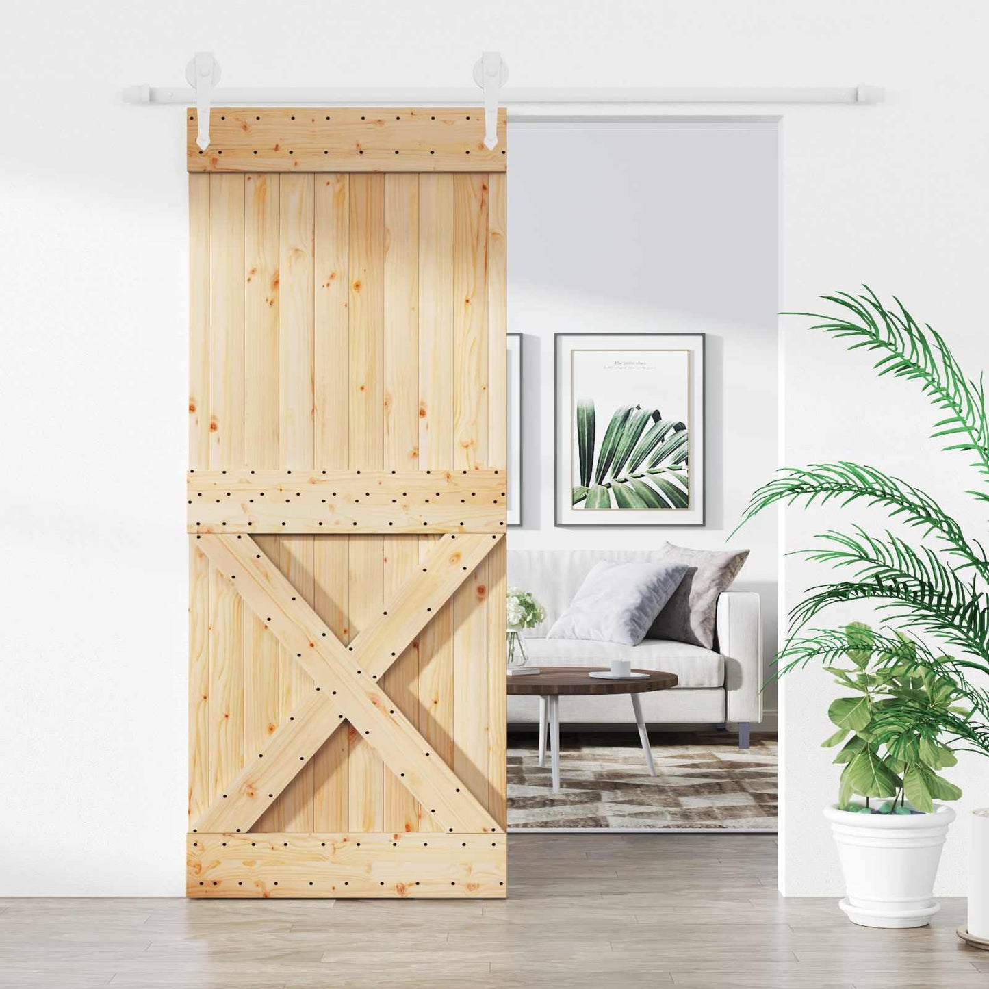 Sliding Door 85 x 210 cm Solid Pine Wood (Untreated)