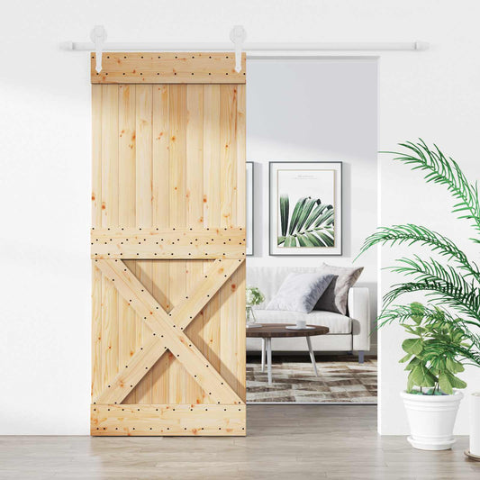 Sliding Door 85 x 210 cm Solid Pine Wood (Untreated)