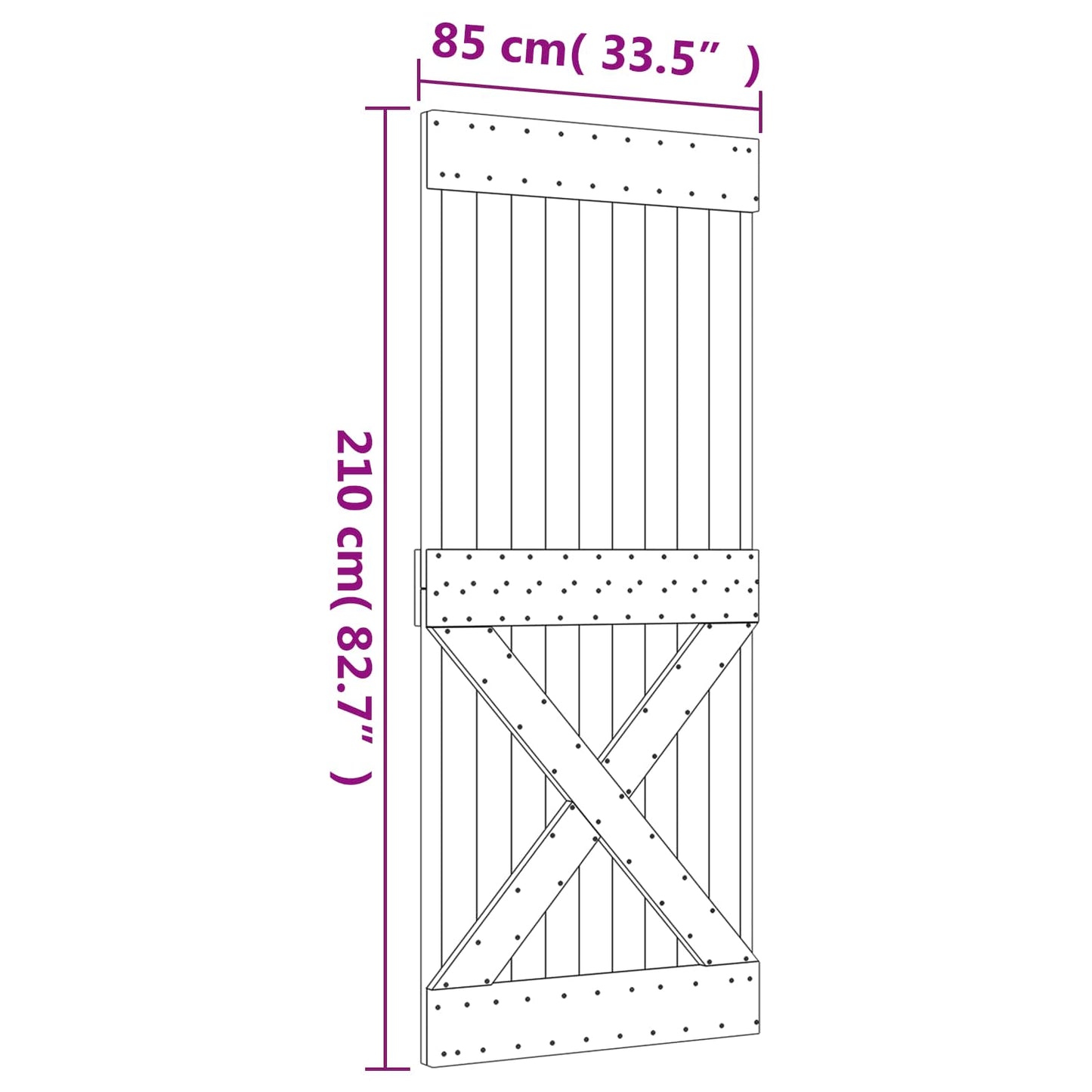 Sliding Door 85 x 210 cm Solid Pine Wood (Untreated)