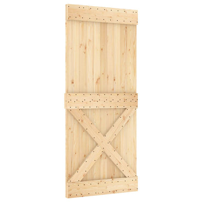 Sliding Door Natural and White 90 x 210 cm Solid Pine Wood