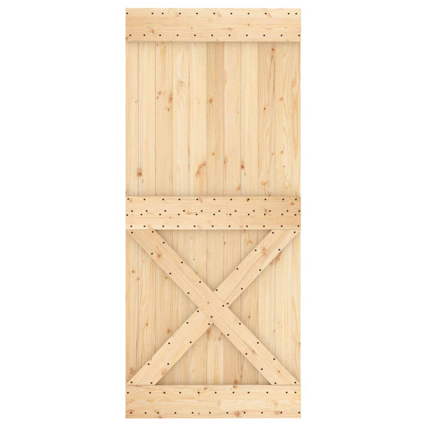 Sliding Door Natural and White 90 x 210 cm Solid Pine Wood