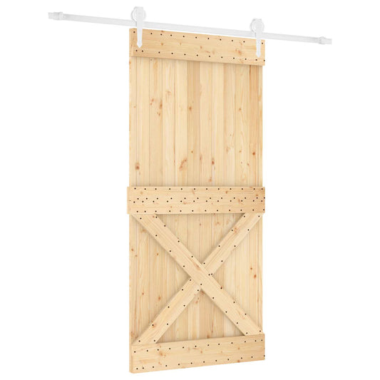 Sliding Door 95 x 210 cm Solid Pine Wood (Untreated)