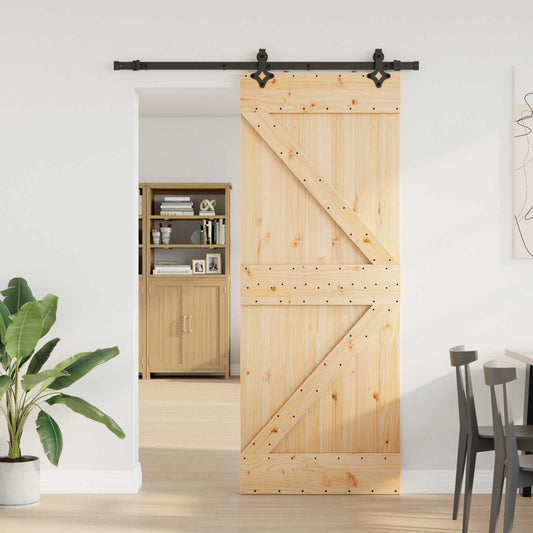 Sliding Door NARVIK Natural and Black 80 x 210 cm (152.5 cm)