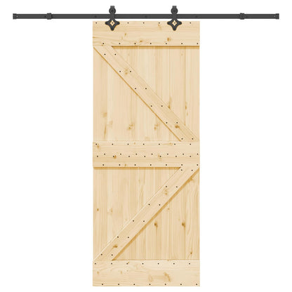 Sliding Door NARVIK Natural and Black 85 x 210 cm (213.5 cm)