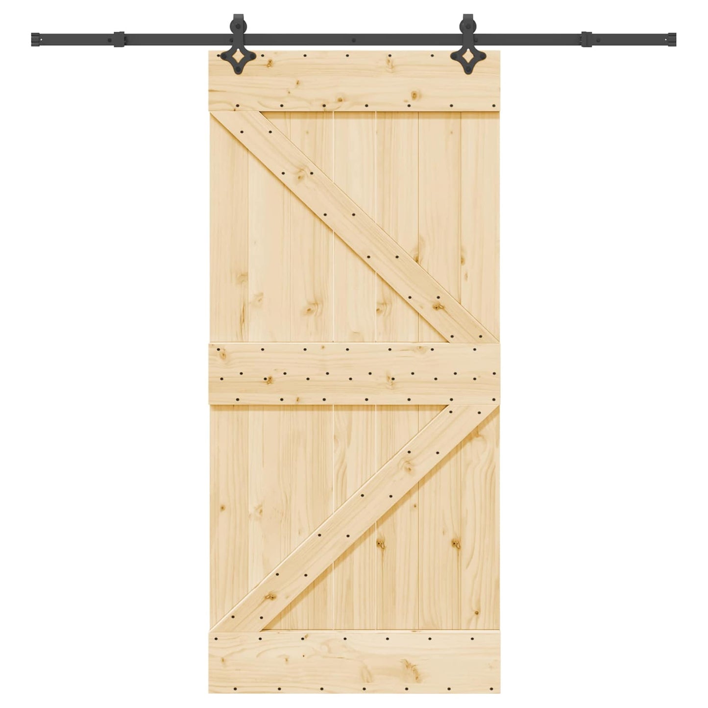 Sliding Door NARVIK Natural and Black 95 x 210 cm (213.5 cm)