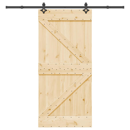 Sliding Door NARVIK Natural and Black 95 x 210 cm (213.5 cm)