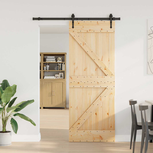 Sliding Door NARVIK Natural and Black 80 x 210 cm (152.5 cm)