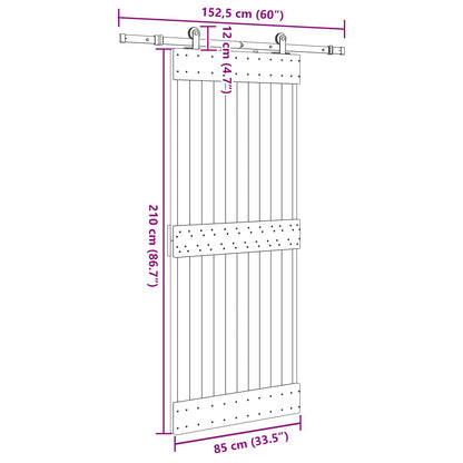 Sliding Door NARVIK Natural and Black 85 x 210 cm (152.5 cm)