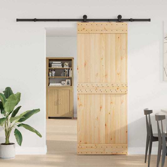 Sliding Door NARVIK 80 x 210 cm (213.5 cm) Natural and Black