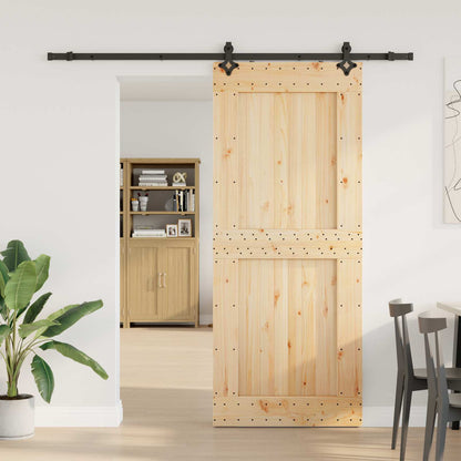 Sliding Door NARVIK Natural and Black 95 x 210 cm (213.5 cm)