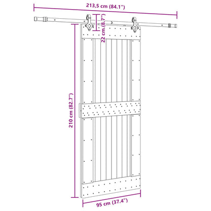Sliding Door NARVIK Natural and Black 95 x 210 cm (213.5 cm)