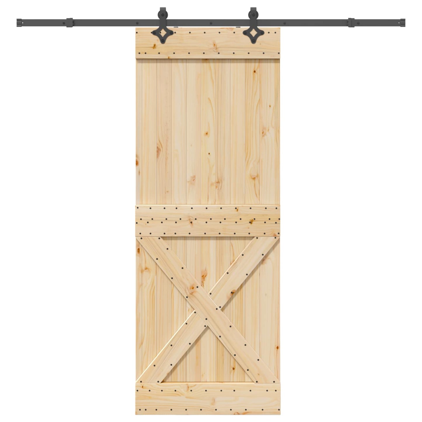 Sliding Door NARVIK Natural and Black 85 x 210 cm (213.5 cm)