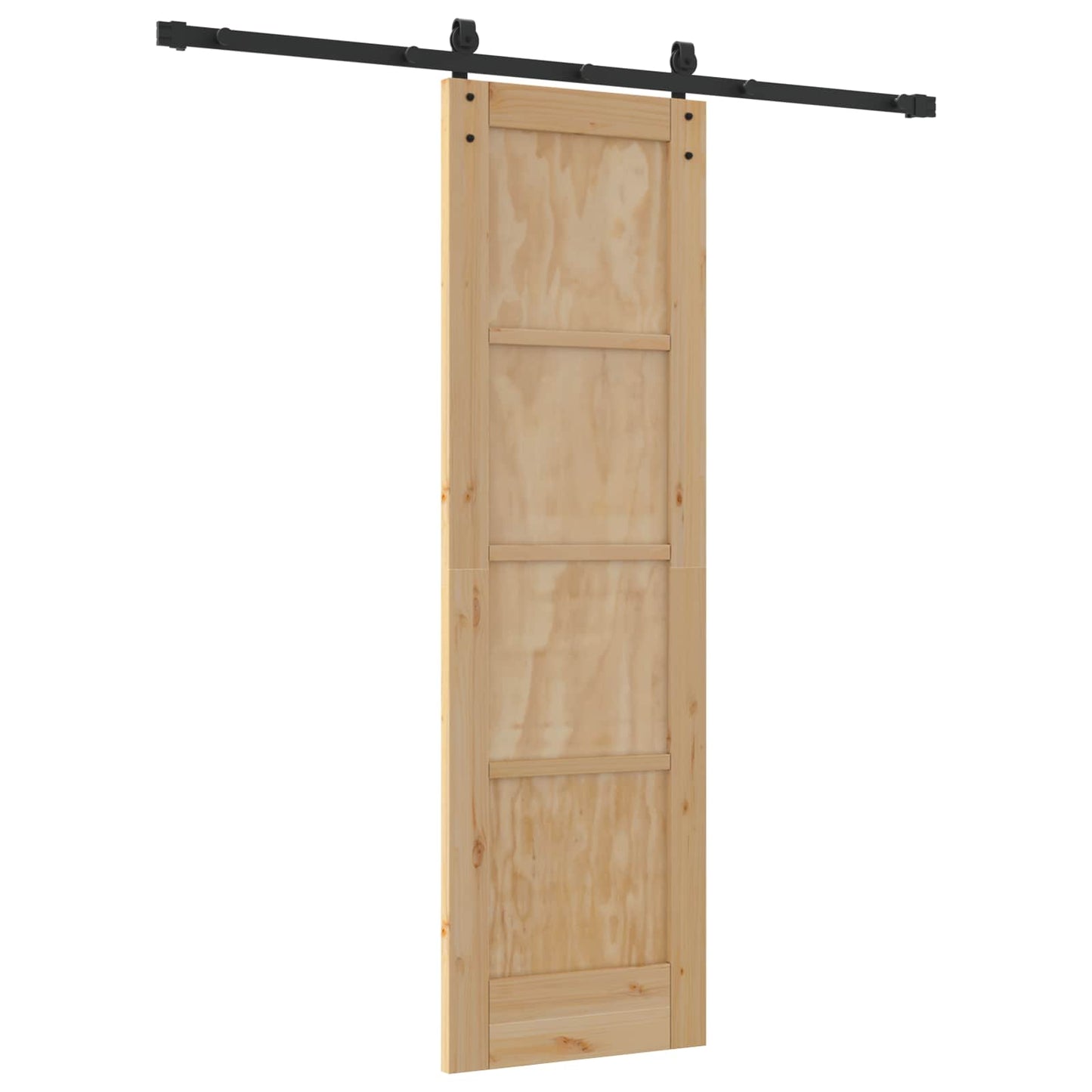 Sliding Door Natural and Black 61 x 198.5 cm Solid Pine Wood