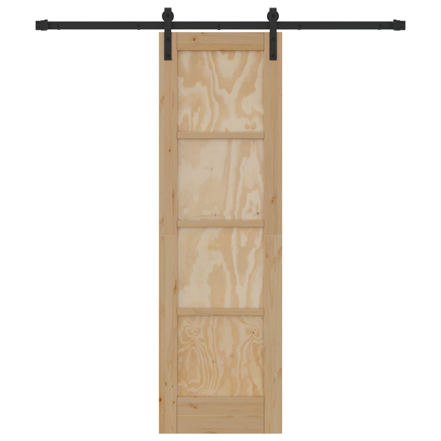 Sliding Door Natural and Black 61 x 198.5 cm Solid Pine Wood