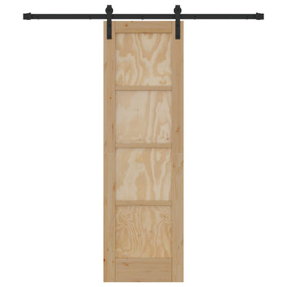 Sliding Door Natural and Black 61 x 198.5 cm Solid Pine Wood
