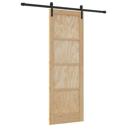 Sliding Door Natural and Black 73.5 x 211 cm Solid Pine Wood