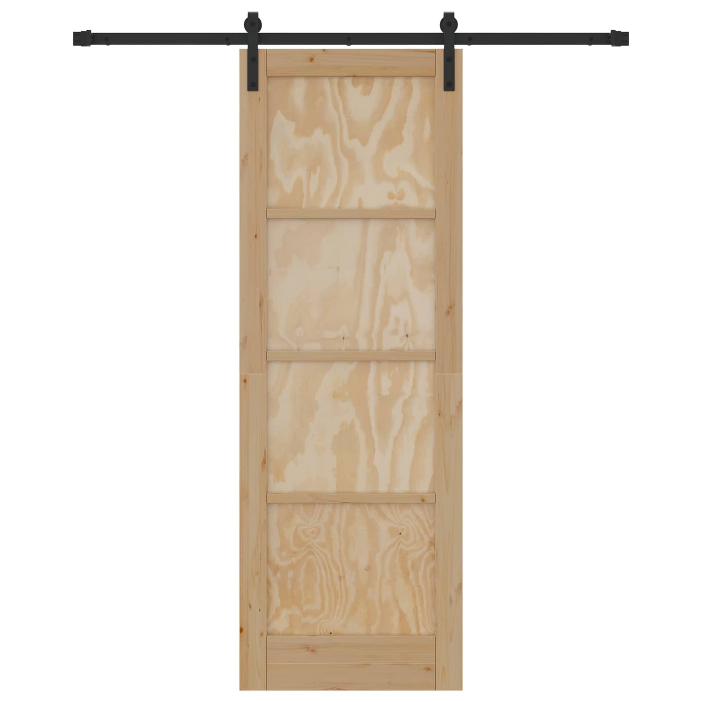 Sliding Door Natural and Black 73.5 x 211 cm Solid Pine Wood