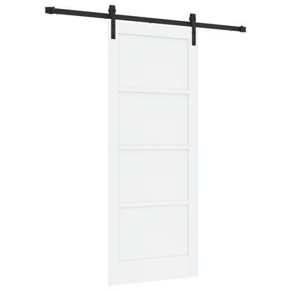 Sliding Door White and Black 83 x 202 cm Solid Pine Wood