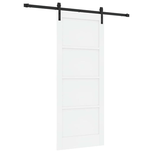 Sliding Door White and Black 83 x 202 cm Solid Pine Wood