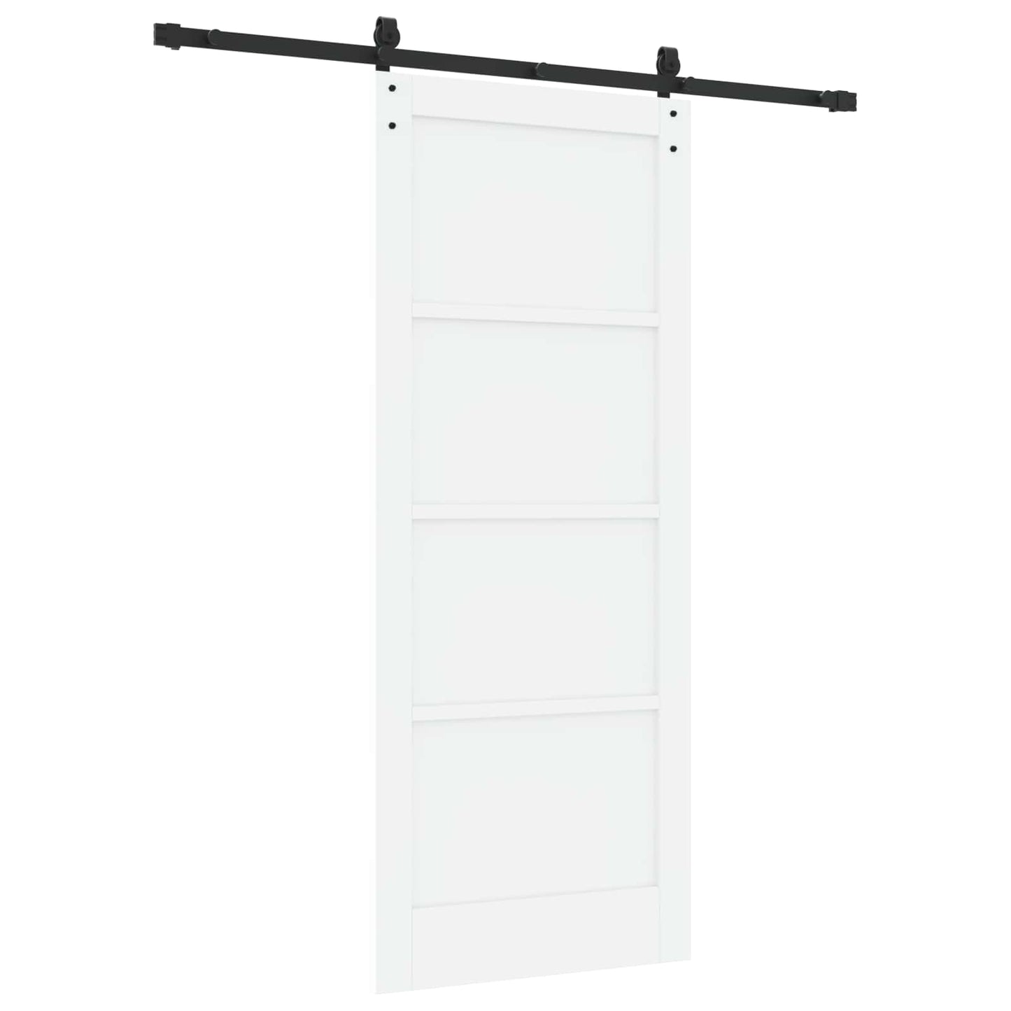 Sliding Door White and Black 83 x 202 cm Solid Pine Wood