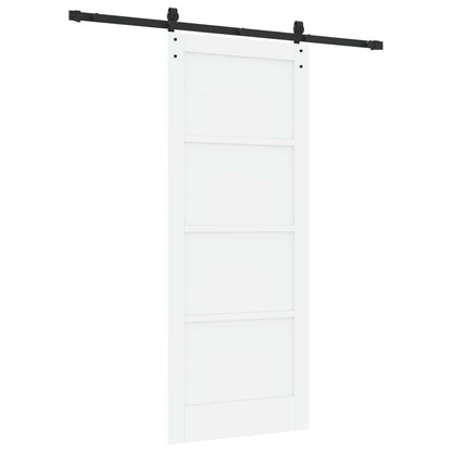 Sliding Door White and Black 83 x 202 cm Solid Pine Wood