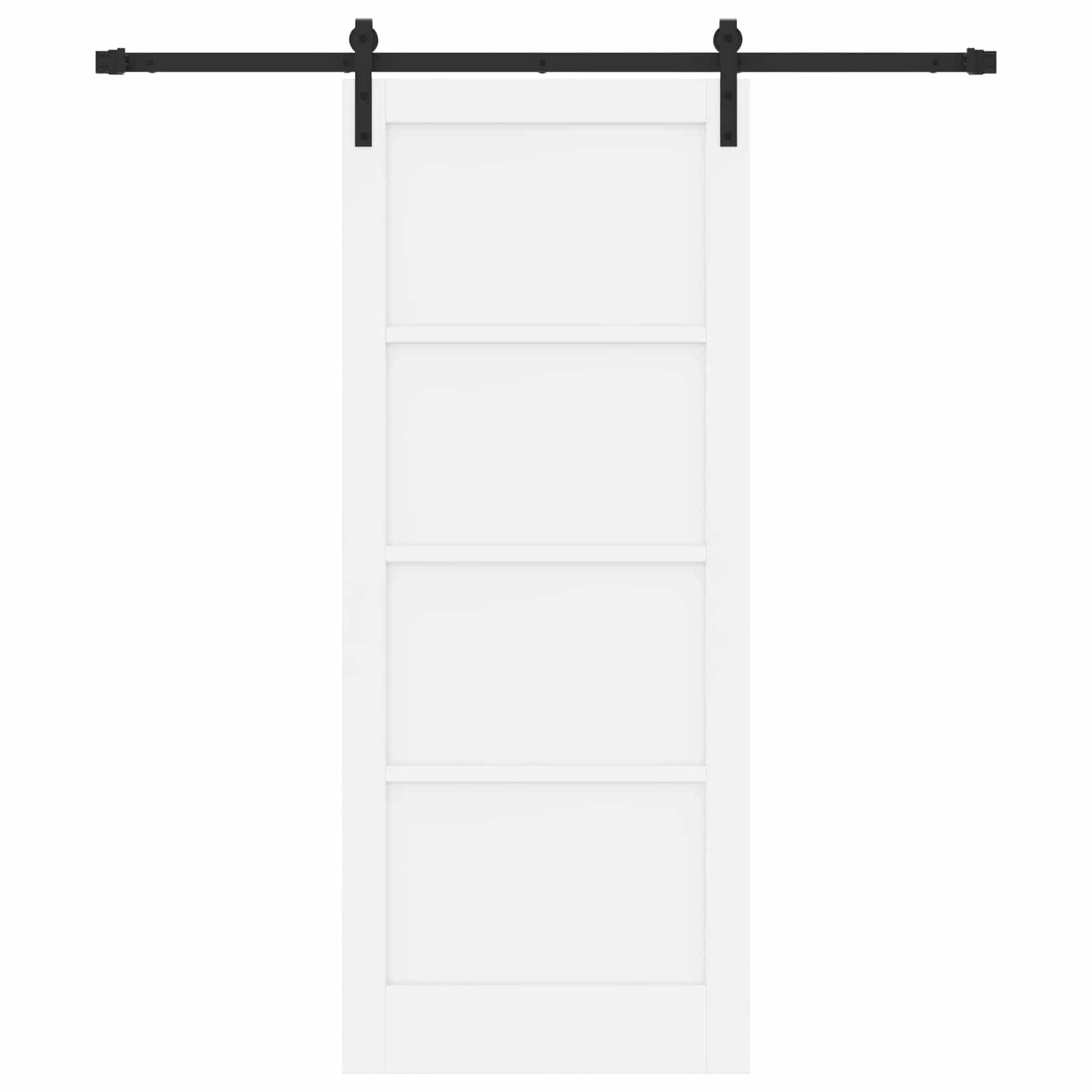 Sliding Door White and Black 83 x 202 cm Solid Pine Wood