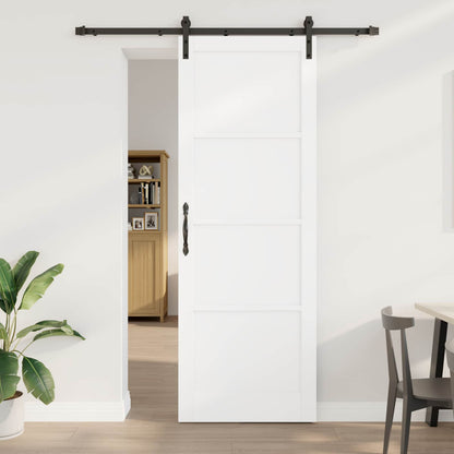 Sliding Door White and Black 83 x 232 cm Solid Pine Wood