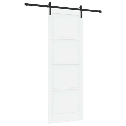 Sliding Door White and Black 83 x 232 cm Solid Pine Wood