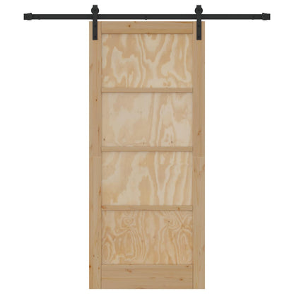 Sliding Door Natural and Black 86 x 198.5 cm Solid Pine Wood
