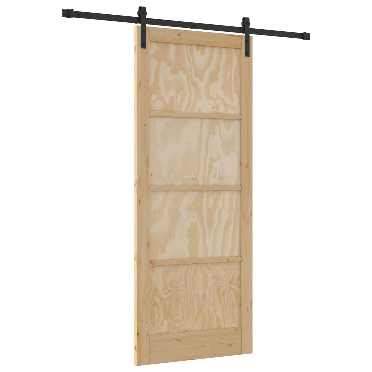 Sliding Door Natural and Black 86 x 211 cm Solid Pine Wood